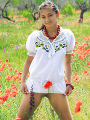 Sima enjoys a relaxing weekend,   sunbathing among the flowery fields for   her debut series.