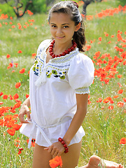 Sima enjoys a relaxing weekend,   sunbathing among the flowery fields for   her debut series.
