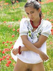 Sima enjoys a relaxing weekend,   sunbathing among the flowery fields for   her debut series.