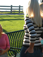 Cute brunette gets violated by two blondes